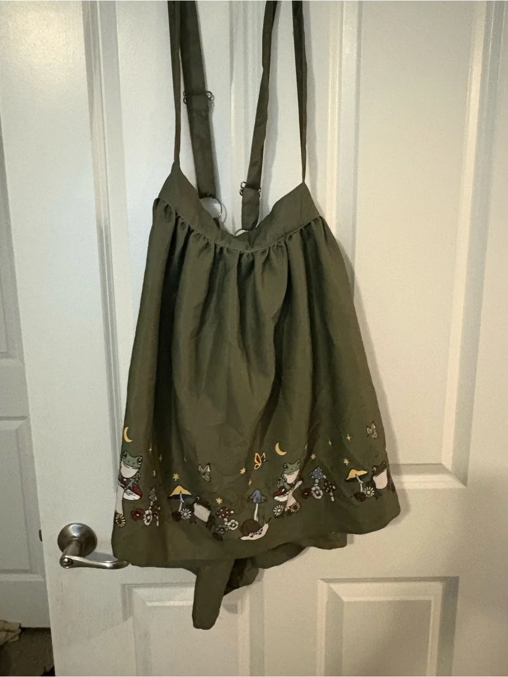 Olive Green Mini Skirt with Suspender Straps